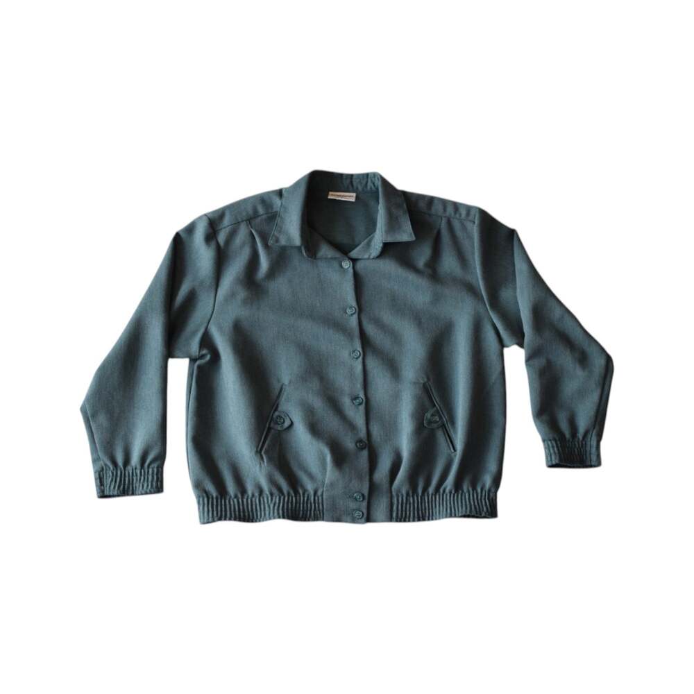 Vintage Alfred Dunner Teal Button-up Bomber Blouson Jacket Size 14P